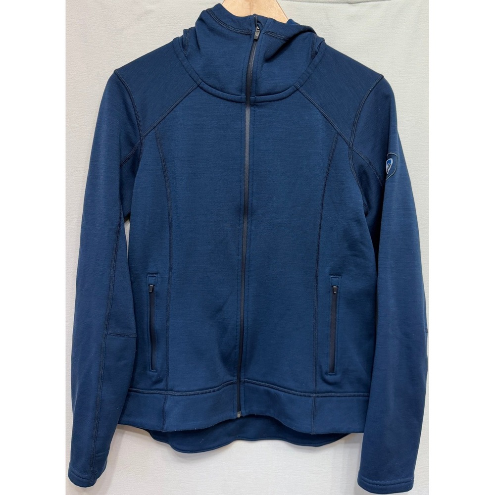 Kuhl Dynawool Skuba Hoody Fleece Jacket M Indigo Blue Merino Wool Blend Full Zip